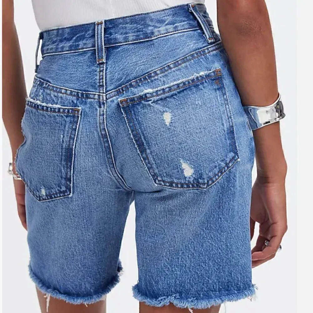 Madewell Long Denim Shorts in Pedersen Wash size 24 NWT